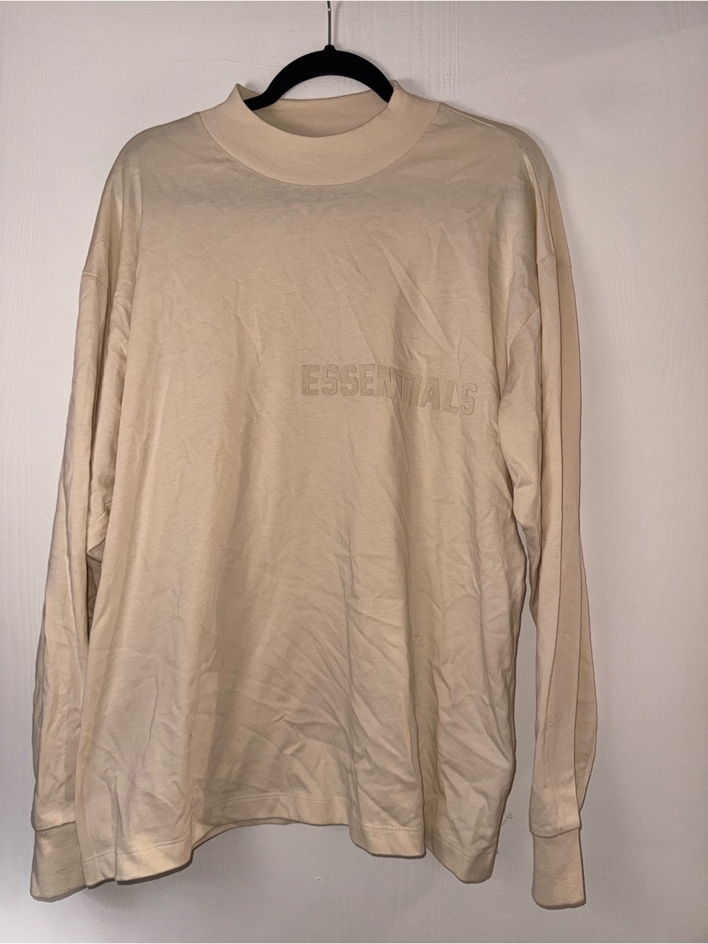 Essentials Men's Long Sleeve Logo Tee in Cream
